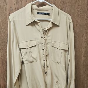 Lauren Ralph Lauren Tan Lace-Up Utility Shirt